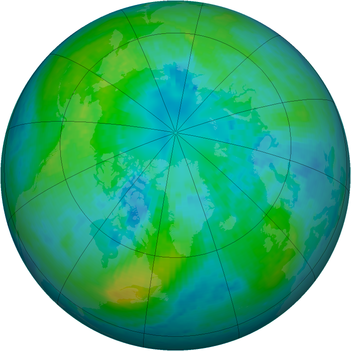 Arctic ozone map for 08 October 2001